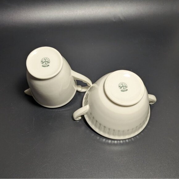 Syracuse China Shelledge Cream Sugar Bowl & Creamer Vintage Porcelain Elegant - Picture 11 of 16